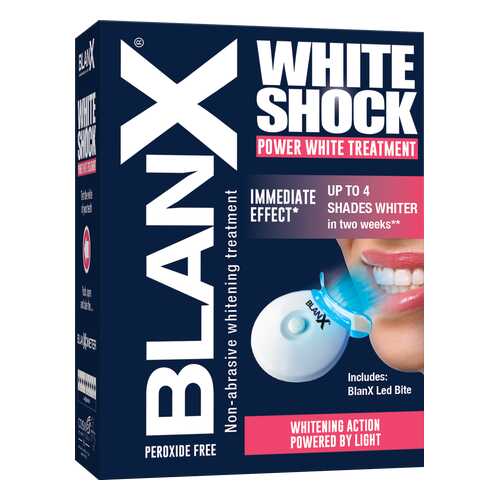 Blanx White Shock Power Treatment + Led Bite. Отбеливающая зубная паста с LED капой в Тенториум