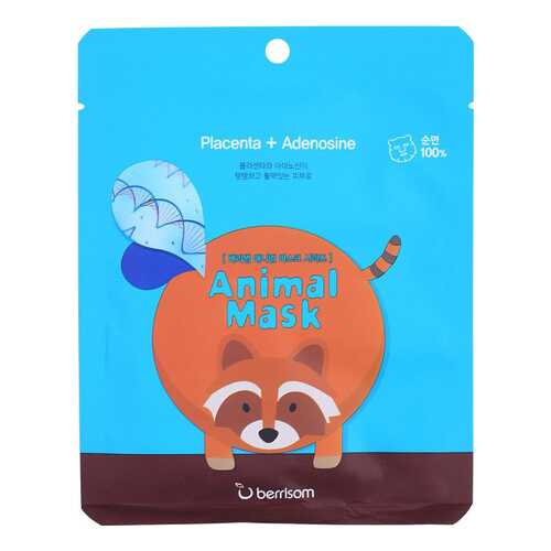 Маска для лица berrisom Animal Mask Placenta+Adenosine - Racoon 25 мл в Тенториум